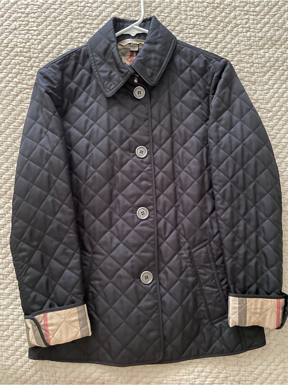 Burberry Quilted Navy Button-Front Jacket